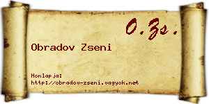 Obradov Zseni névjegykártya